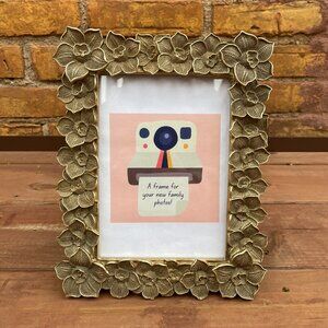 Pretty Gold Flower Metal 5x7 Photo Frame Home Decor New without Tags